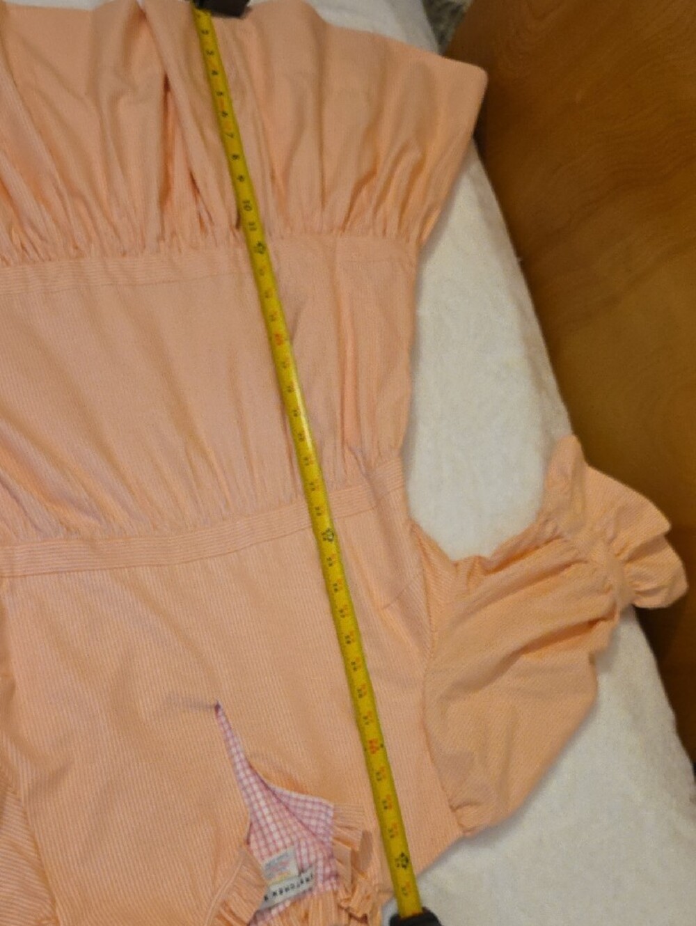 Gretchen Scott Women's Orange/White Pinstripe Tiered Ruffled Dress Size Large - Picture 8 of 12